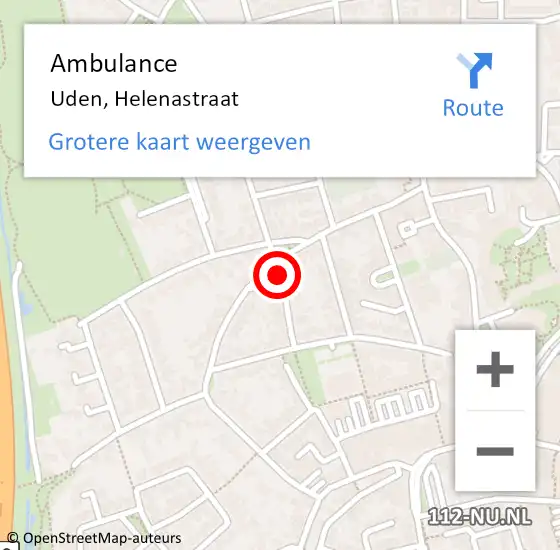 Locatie op kaart van de 112 melding: Ambulance Uden, Helenastraat op 4 mei 2020 17:31