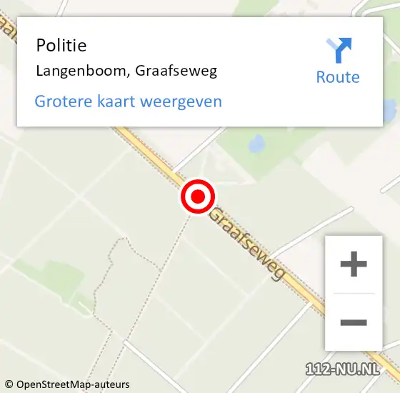 Locatie op kaart van de 112 melding: Politie Langenboom, Graafseweg op 4 mei 2020 18:12