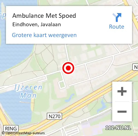 Locatie op kaart van de 112 melding: Ambulance Met Spoed Naar Eindhoven, Javalaan op 4 mei 2020 18:21