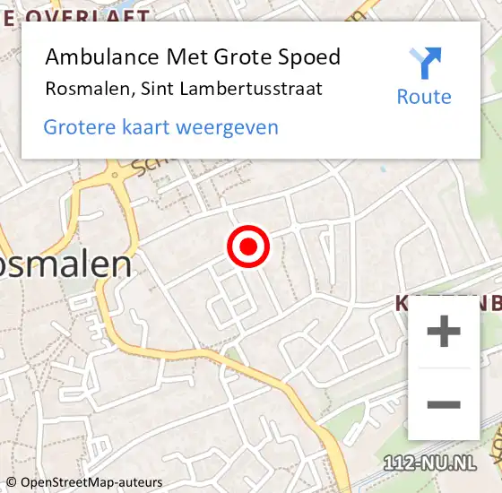 Locatie op kaart van de 112 melding: Ambulance Met Grote Spoed Naar Rosmalen, Sint Lambertusstraat op 4 mei 2020 18:40