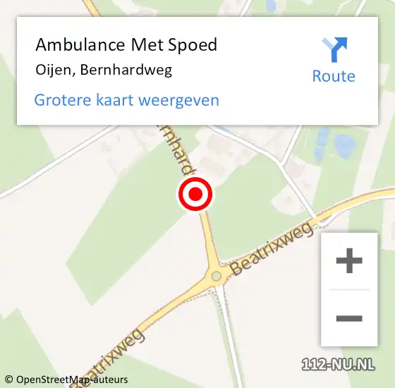 Locatie op kaart van de 112 melding: Ambulance Met Spoed Naar Oijen, Bernhardweg op 4 mei 2020 19:26