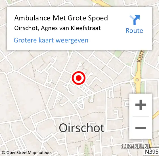 Locatie op kaart van de 112 melding: Ambulance Met Grote Spoed Naar Oirschot, Agnes van Kleefstraat op 4 mei 2020 19:44