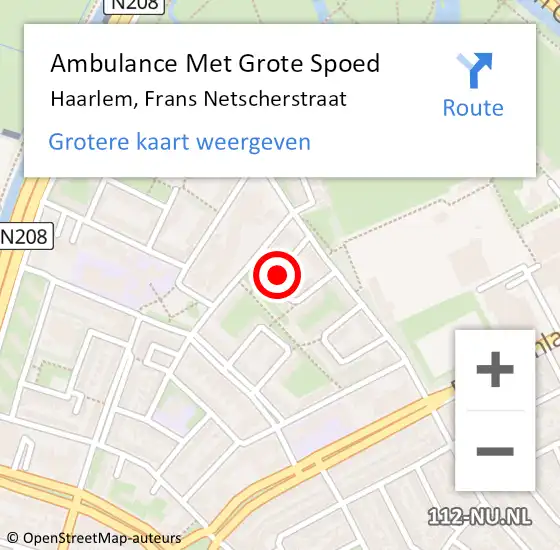 Locatie op kaart van de 112 melding: Ambulance Met Grote Spoed Naar Haarlem, Frans Netscherstraat op 4 mei 2020 21:02