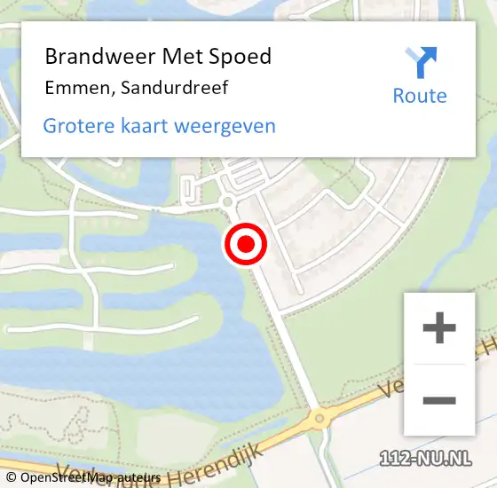 Locatie op kaart van de 112 melding: Brandweer Met Spoed Naar Emmen, Sandurdreef op 4 mei 2020 21:30