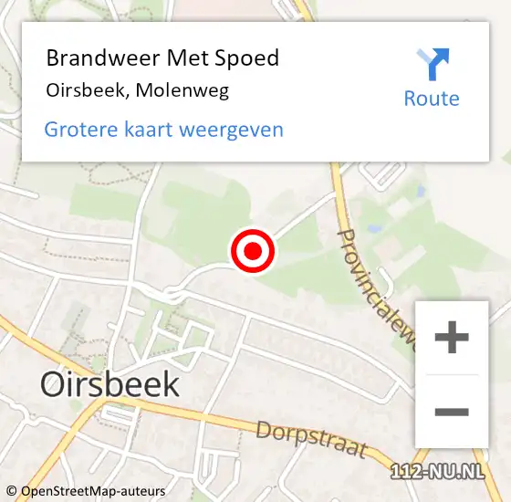 Locatie op kaart van de 112 melding: Brandweer Met Spoed Naar Oirsbeek, Molenweg op 4 mei 2020 21:58