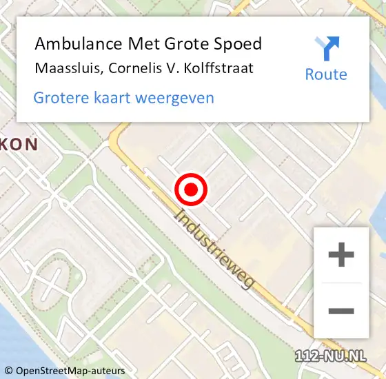 Locatie op kaart van de 112 melding: Ambulance Met Grote Spoed Naar Maassluis, Cornelis V. Kolffstraat op 5 mei 2020 00:29