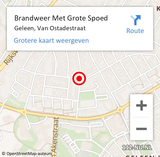 Locatie op kaart van de 112 melding: Brandweer Met Grote Spoed Naar Geleen, Van Ostadestraat op 5 mei 2020 03:48