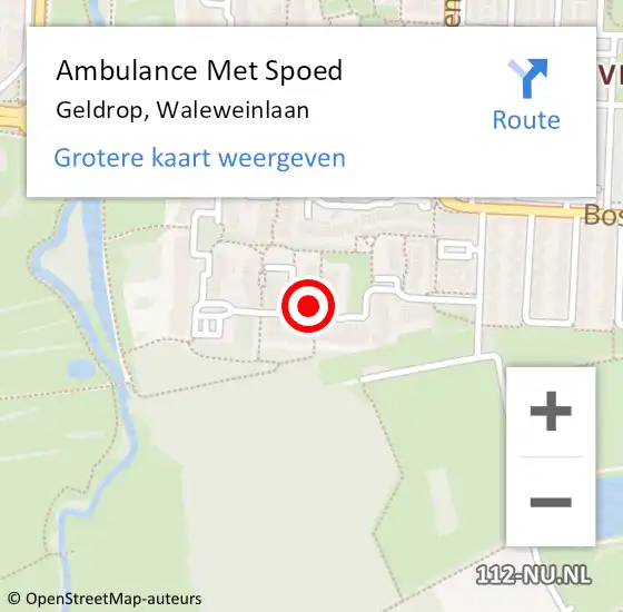 Locatie op kaart van de 112 melding: Ambulance Met Spoed Naar Geldrop, Waleweinlaan op 5 mei 2020 04:50