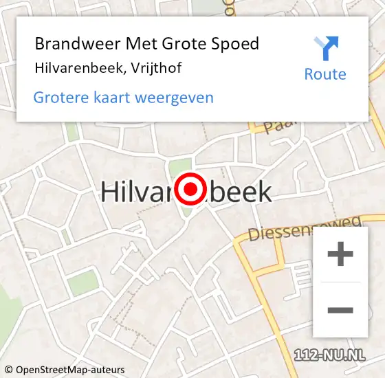 Locatie op kaart van de 112 melding: Brandweer Met Grote Spoed Naar Hilvarenbeek, Vrijthof op 5 mei 2020 05:33