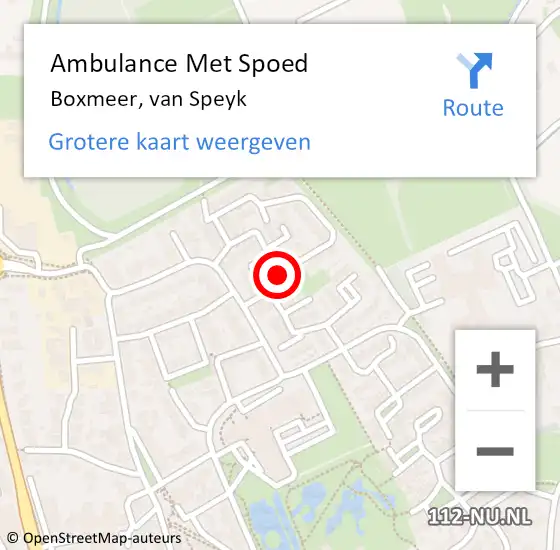 Locatie op kaart van de 112 melding: Ambulance Met Spoed Naar Boxmeer, van Speyk op 5 mei 2020 07:01