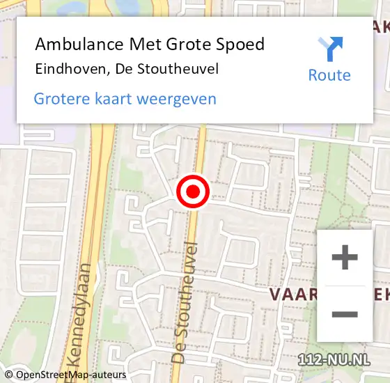 Locatie op kaart van de 112 melding: Ambulance Met Grote Spoed Naar Eindhoven, De Stoutheuvel op 5 mei 2020 07:23