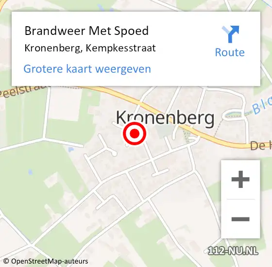 Locatie op kaart van de 112 melding: Brandweer Met Spoed Naar Kronenberg, Kempkesstraat op 5 mei 2020 08:15