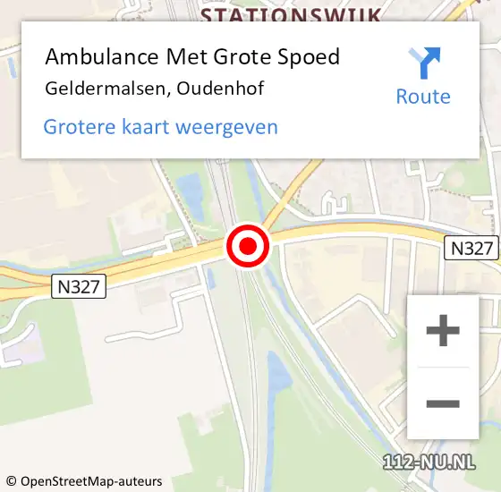 Locatie op kaart van de 112 melding: Ambulance Met Grote Spoed Naar Geldermalsen, Oudenhof op 5 mei 2020 08:46