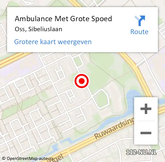 Locatie op kaart van de 112 melding: Ambulance Met Grote Spoed Naar Oss, Sibeliuslaan op 5 mei 2020 10:47