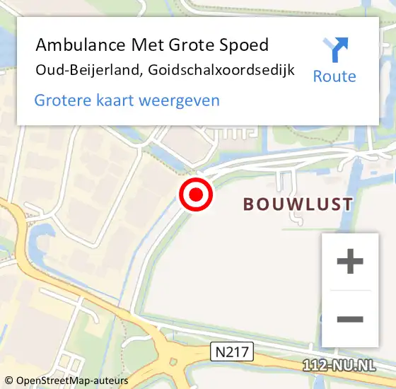 Locatie op kaart van de 112 melding: Ambulance Met Grote Spoed Naar Oud-Beijerland, Goidschalxoordsedijk op 5 mei 2020 11:11