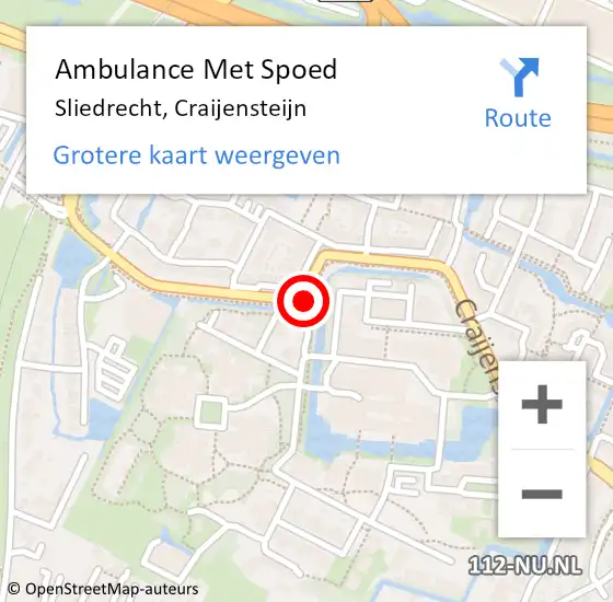 Locatie op kaart van de 112 melding: Ambulance Met Spoed Naar Sliedrecht, Craijensteijn op 5 mei 2020 11:17
