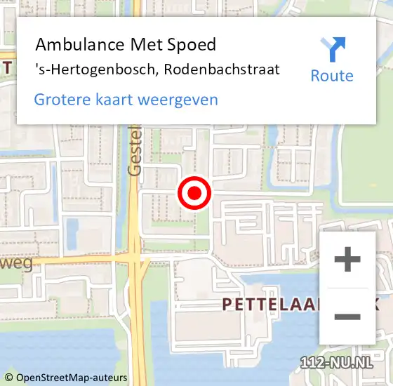 Locatie op kaart van de 112 melding: Ambulance Met Spoed Naar 's-Hertogenbosch, Rodenbachstraat op 5 mei 2020 11:17