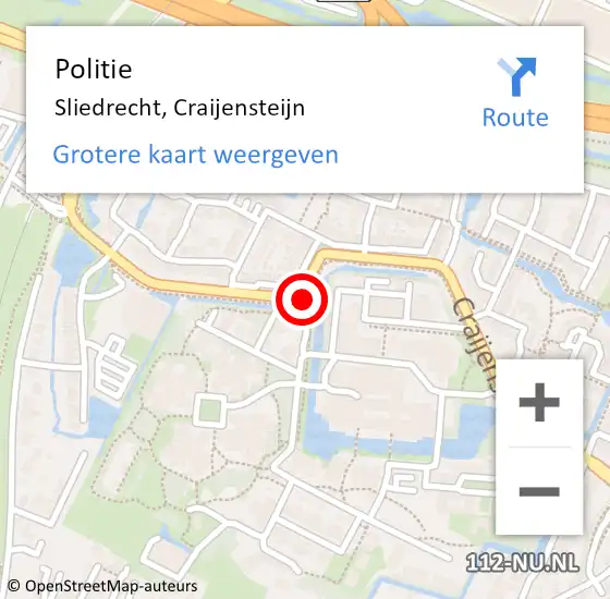 Locatie op kaart van de 112 melding: Politie Sliedrecht, Craijensteijn op 5 mei 2020 11:17