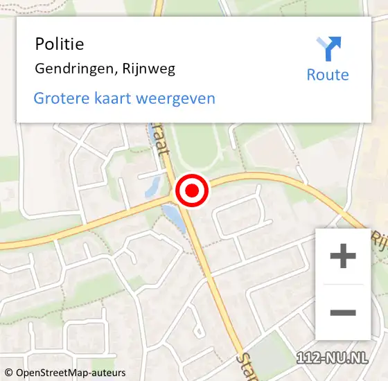 Locatie op kaart van de 112 melding: Politie Gendringen, Rijnweg op 5 mei 2020 11:33