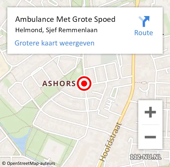 Locatie op kaart van de 112 melding: Ambulance Met Grote Spoed Naar Helmond, Sjef Remmenlaan op 5 mei 2020 12:09