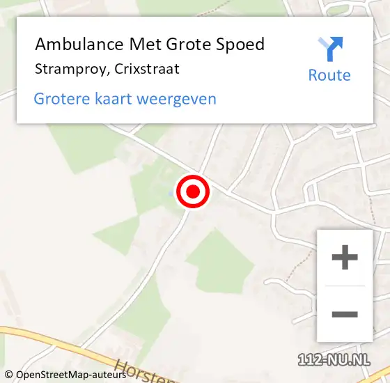 Locatie op kaart van de 112 melding: Ambulance Met Grote Spoed Naar Stramproy, Crixstraat op 5 mei 2020 12:40