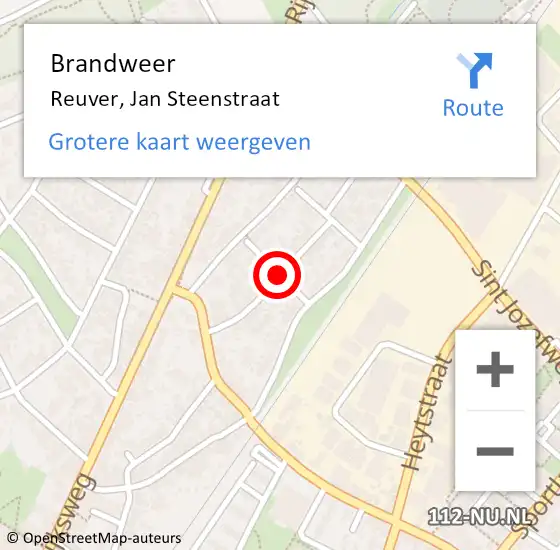 Locatie op kaart van de 112 melding: Brandweer Reuver, Jan Steenstraat op 5 mei 2020 12:52