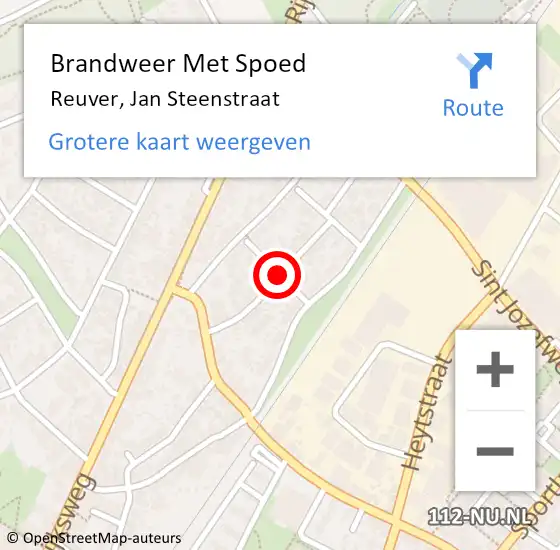 Locatie op kaart van de 112 melding: Brandweer Met Spoed Naar Reuver, Jan Steenstraat op 5 mei 2020 12:53