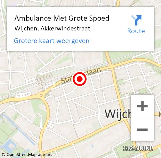 Locatie op kaart van de 112 melding: Ambulance Met Grote Spoed Naar Wijchen, Akkerwindestraat op 5 mei 2020 13:31