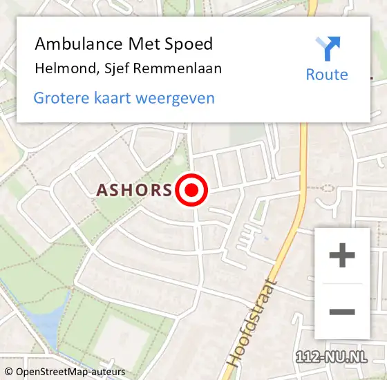 Locatie op kaart van de 112 melding: Ambulance Met Spoed Naar Helmond, Sjef Remmenlaan op 5 mei 2020 13:34