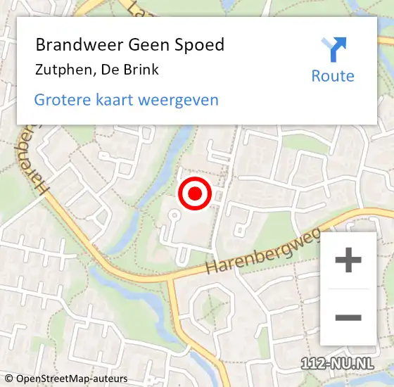 Locatie op kaart van de 112 melding: Brandweer Geen Spoed Naar Zutphen, De Brink op 5 mei 2020 15:10