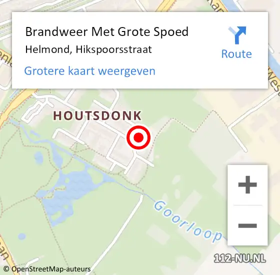 Locatie op kaart van de 112 melding: Brandweer Met Grote Spoed Naar Helmond, Hikspoorsstraat op 1 oktober 2013 02:14