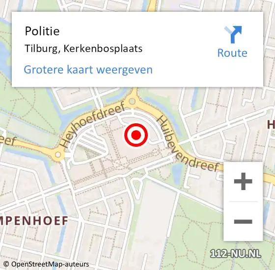 Locatie op kaart van de 112 melding: Politie Tilburg, Kerkenbosplaats op 5 mei 2020 15:12