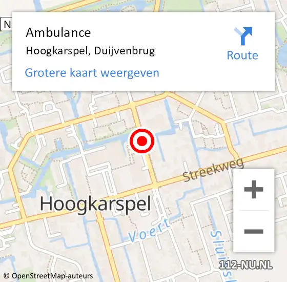 Locatie op kaart van de 112 melding: Ambulance Hoogkarspel, Duijvenbrug op 5 mei 2020 16:10