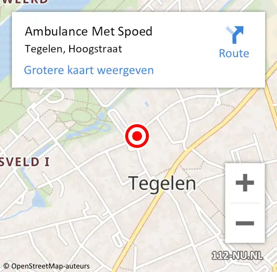 Locatie op kaart van de 112 melding: Ambulance Met Spoed Naar Tegelen, Hoogstraat op 5 mei 2020 16:45