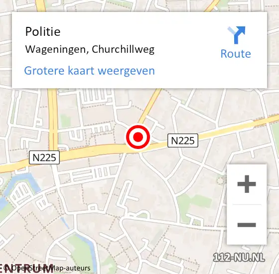 Locatie op kaart van de 112 melding: Politie Wageningen, Churchillweg op 5 mei 2014 20:52