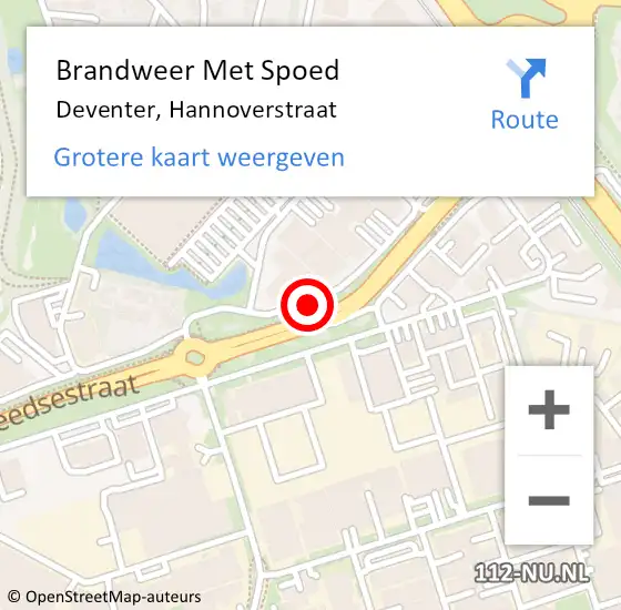 Locatie op kaart van de 112 melding: Brandweer Met Spoed Naar Deventer, Hannoverstraat op 5 mei 2020 17:58