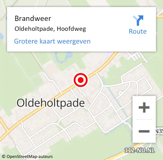 Locatie op kaart van de 112 melding: Brandweer Oldeholtpade, Hoofdweg op 5 mei 2020 18:46