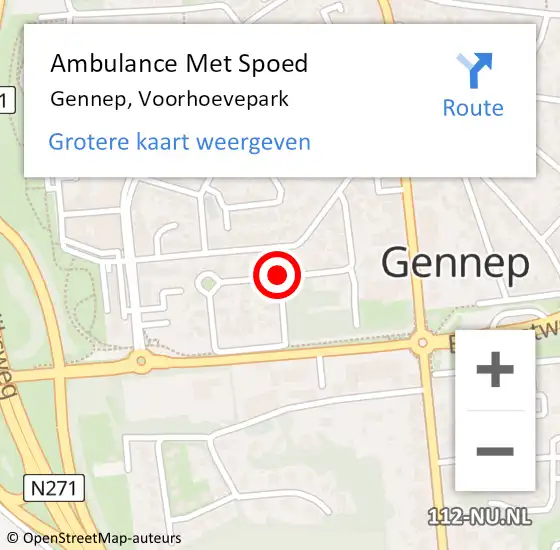 Locatie op kaart van de 112 melding: Ambulance Met Spoed Naar Gennep, Voorhoevepark op 5 mei 2020 19:57