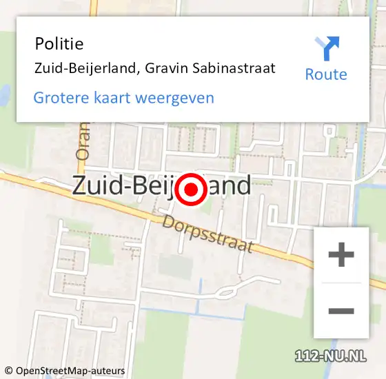 Locatie op kaart van de 112 melding: Politie Zuid-Beijerland, Gravin Sabinastraat op 5 mei 2020 20:32