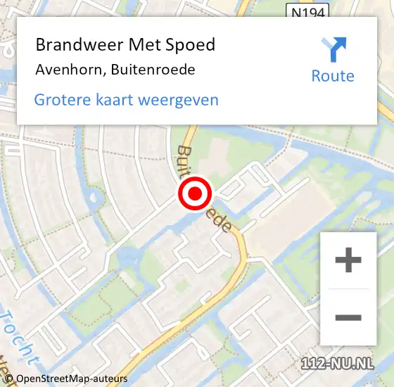 Locatie op kaart van de 112 melding: Brandweer Met Spoed Naar Avenhorn, Buitenroede op 5 mei 2020 21:53