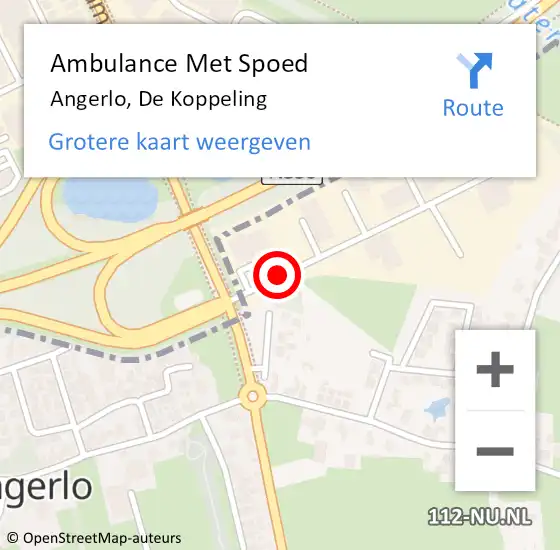 Locatie op kaart van de 112 melding: Ambulance Met Spoed Naar Angerlo, De Koppeling op 5 mei 2020 22:12
