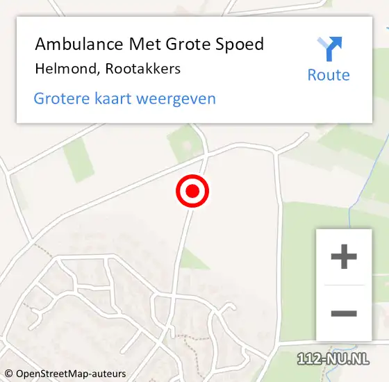 Locatie op kaart van de 112 melding: Ambulance Met Grote Spoed Naar Helmond, Rootakkers op 5 mei 2020 22:42