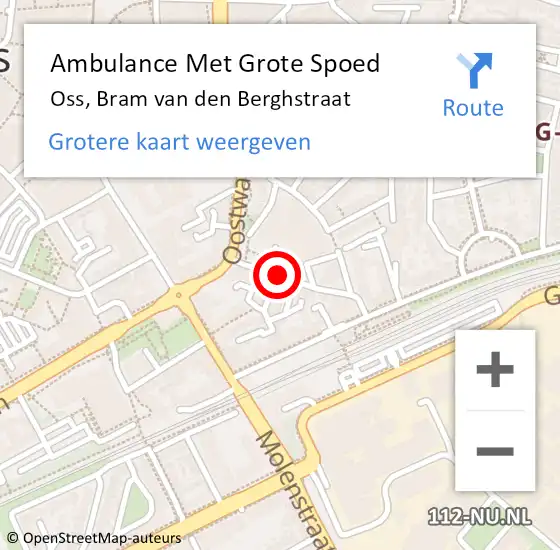 Locatie op kaart van de 112 melding: Ambulance Met Grote Spoed Naar Oss, Bram van den Berghstraat op 5 mei 2020 23:17