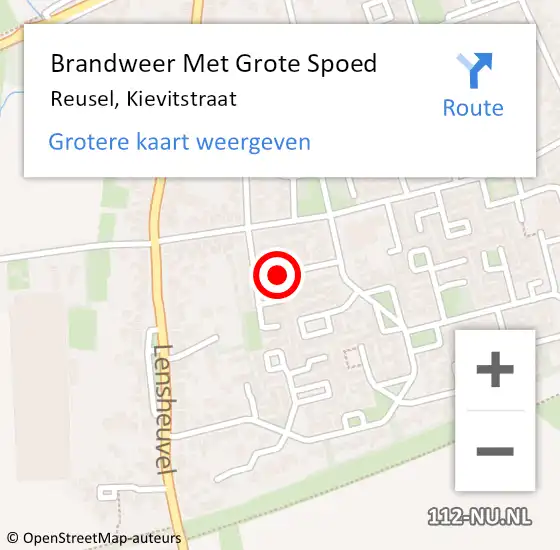 Locatie op kaart van de 112 melding: Brandweer Met Grote Spoed Naar Reusel, Kievitstraat op 5 mei 2020 23:18