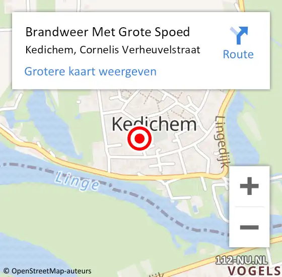 Locatie op kaart van de 112 melding: Brandweer Met Grote Spoed Naar Kedichem, Cornelis Verheuvelstraat op 5 mei 2020 23:31