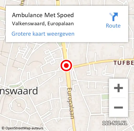 Locatie op kaart van de 112 melding: Ambulance Met Spoed Naar Valkenswaard, Europalaan op 5 mei 2020 23:54