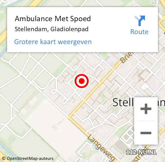 Locatie op kaart van de 112 melding: Ambulance Met Spoed Naar Stellendam, Gladiolenpad op 6 mei 2020 00:01