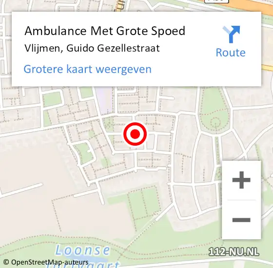 Locatie op kaart van de 112 melding: Ambulance Met Grote Spoed Naar Vlijmen, Guido Gezellestraat op 6 mei 2020 01:14