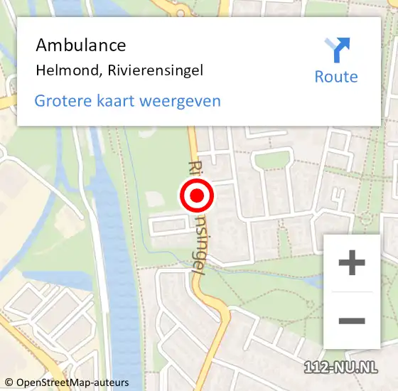 Locatie op kaart van de 112 melding: Ambulance Helmond, Rivierensingel op 6 mei 2020 02:06
