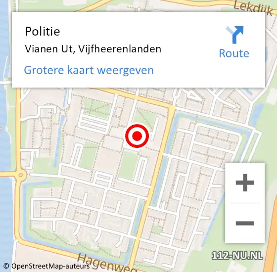 Locatie op kaart van de 112 melding: Politie Vianen Ut, Vijfheerenlanden op 6 mei 2020 03:30